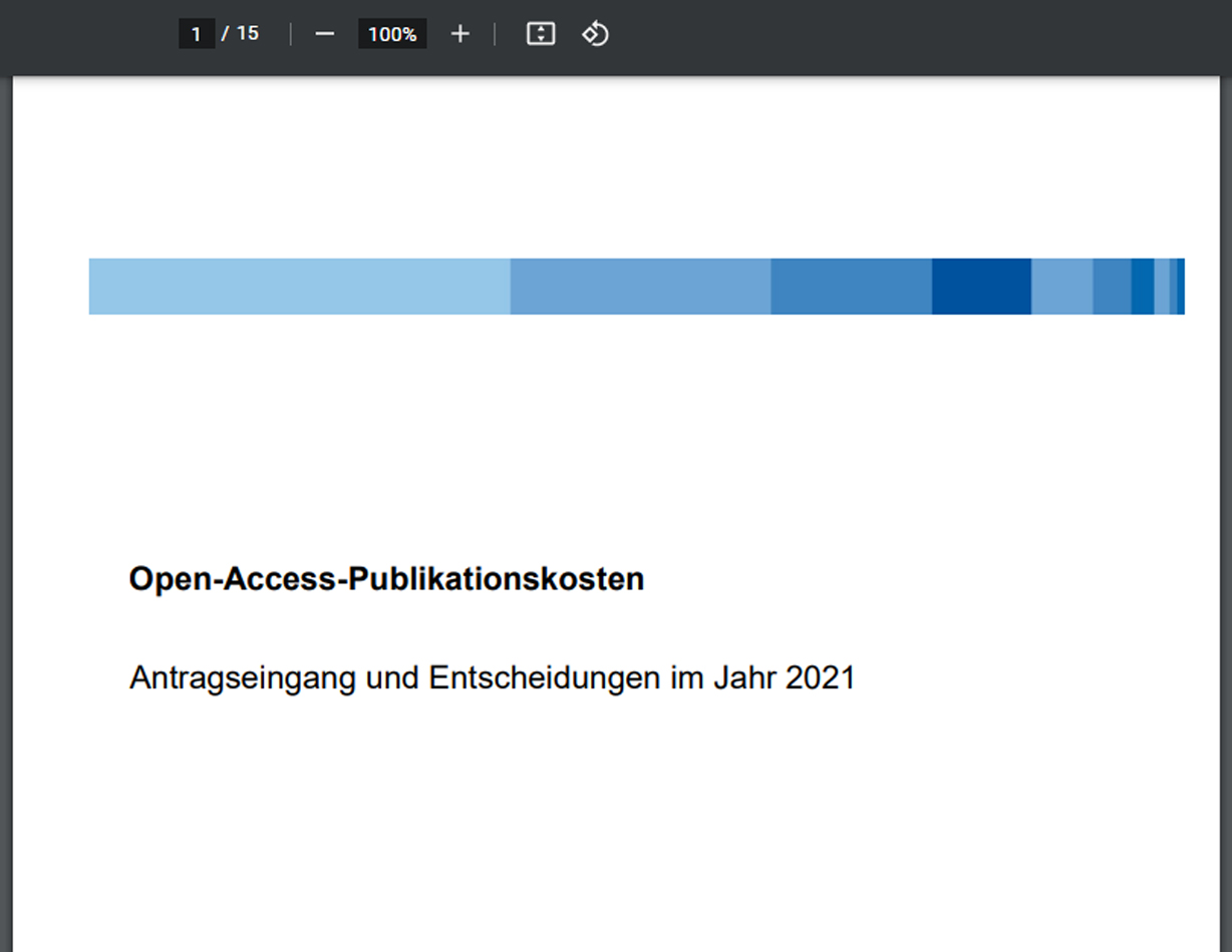 Vorschaubild Open-Access-Takeaway DFG-Bericht "Open-Access-Publikationskosten"