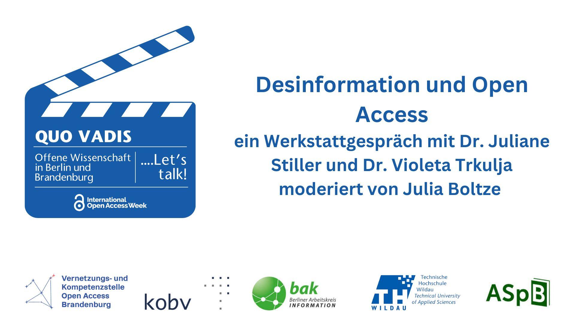 Logografik zum Let's Talk! zum Thema "Desinformation und Open Access"